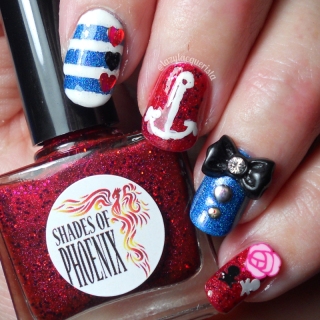 Rockabilly Pin-up Nail Art using the Shades of Phoenix Mystery Mani-Fest pack