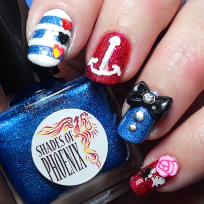 Rockabilly Pin-up Nail Art using the Shades of Phoenix Mystery Mani-Fest pack